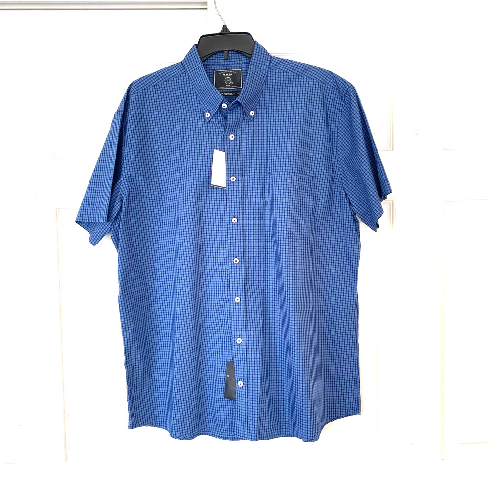 Maker & Company Button Collar Shirt Short Sleeve Blue
